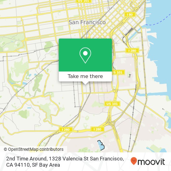 Mapa de 2nd Time Around, 1328 Valencia St San Francisco, CA 94110