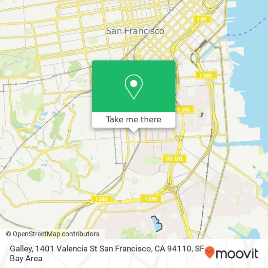 Mapa de Galley, 1401 Valencia St San Francisco, CA 94110