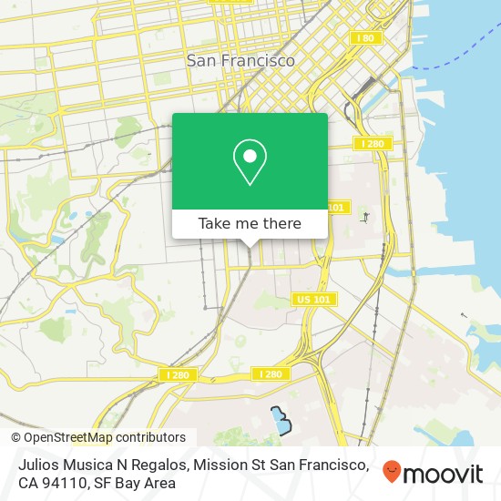 Mapa de Julios Musica N Regalos, Mission St San Francisco, CA 94110