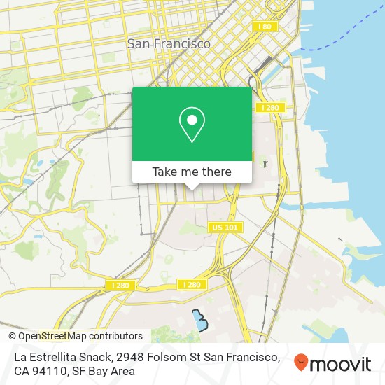 Mapa de La Estrellita Snack, 2948 Folsom St San Francisco, CA 94110