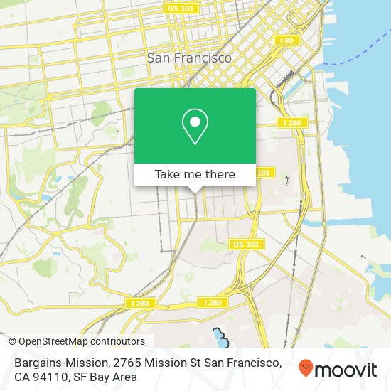 Mapa de Bargains-Mission, 2765 Mission St San Francisco, CA 94110