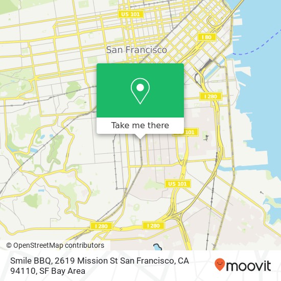 Mapa de Smile BBQ, 2619 Mission St San Francisco, CA 94110