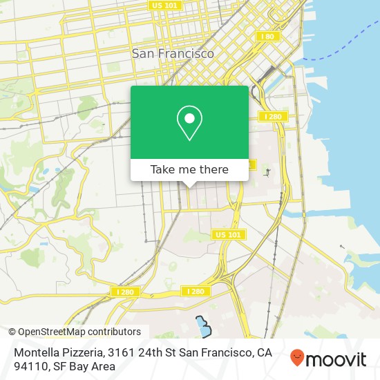 Mapa de Montella Pizzeria, 3161 24th St San Francisco, CA 94110