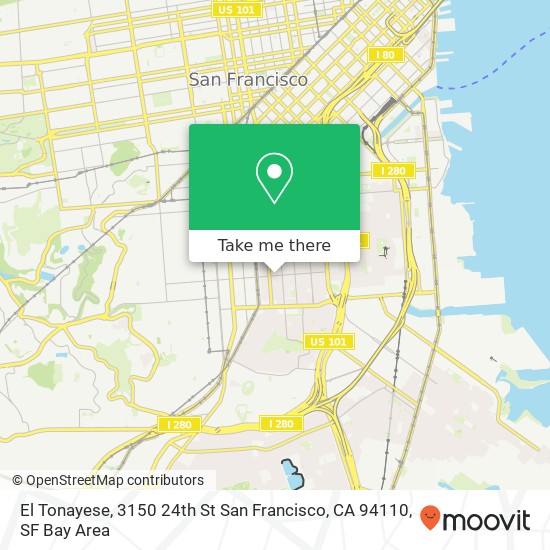 Mapa de El Tonayese, 3150 24th St San Francisco, CA 94110