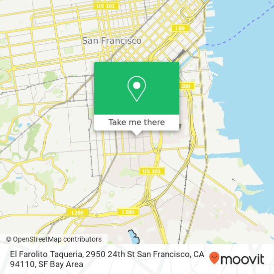 Mapa de El Farolito Taqueria, 2950 24th St San Francisco, CA 94110