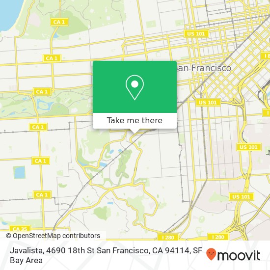 Mapa de Javalista, 4690 18th St San Francisco, CA 94114