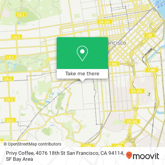 Mapa de Privy Coffee, 4076 18th St San Francisco, CA 94114