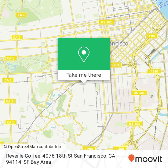 Mapa de Reveille Coffee, 4076 18th St San Francisco, CA 94114