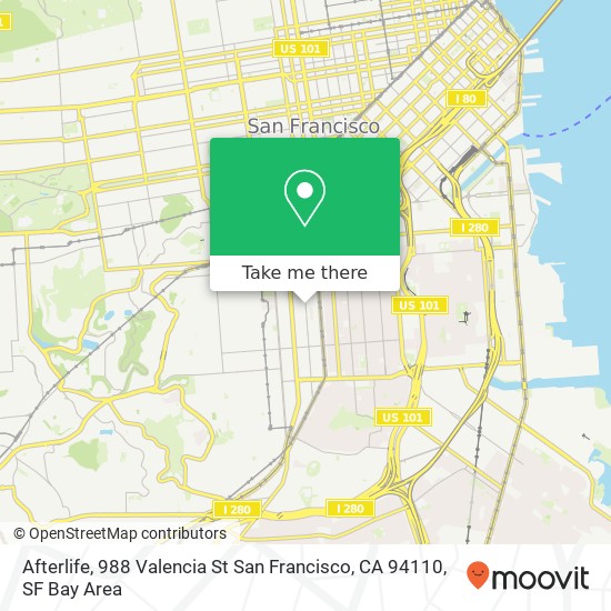 Mapa de Afterlife, 988 Valencia St San Francisco, CA 94110