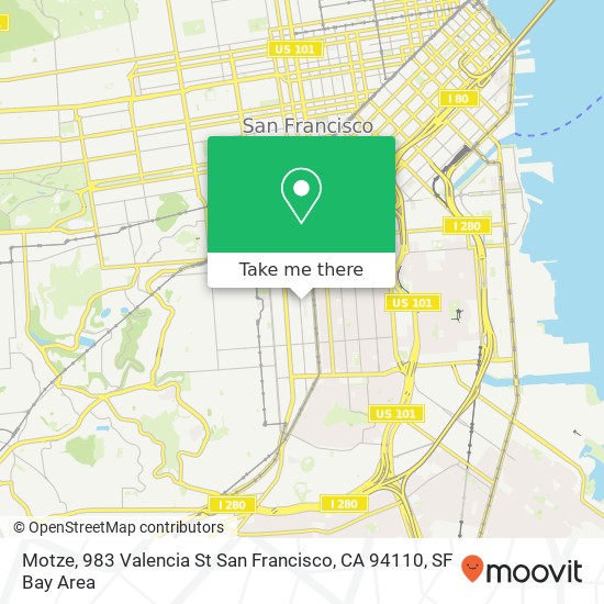 Mapa de Motze, 983 Valencia St San Francisco, CA 94110