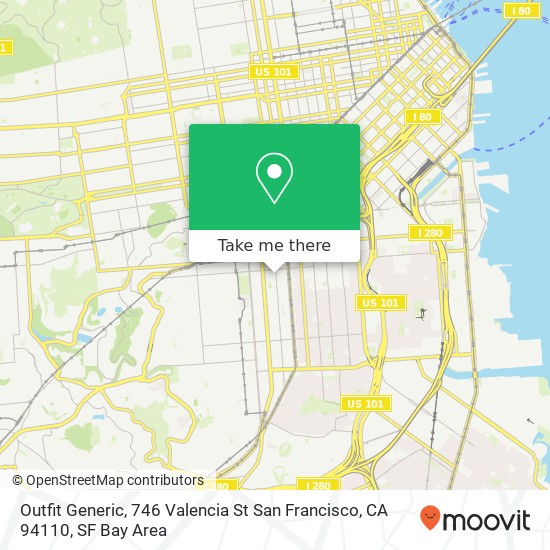 Mapa de Outfit Generic, 746 Valencia St San Francisco, CA 94110