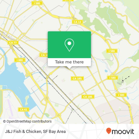 Mapa de J&J Fish & Chicken, 8035 International Blvd Oakland, CA 94621