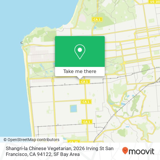 Mapa de Shangri-la Chinese Vegetarian, 2026 Irving St San Francisco, CA 94122