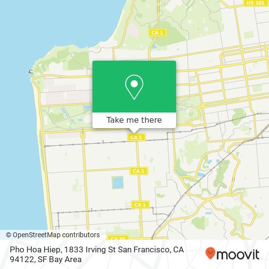 Mapa de Pho Hoa Hiep, 1833 Irving St San Francisco, CA 94122