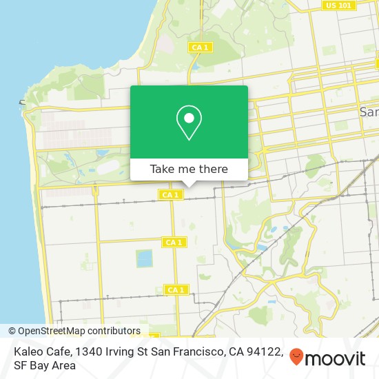 Mapa de Kaleo Cafe, 1340 Irving St San Francisco, CA 94122