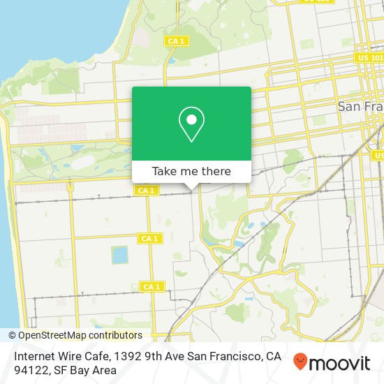Mapa de Internet Wire Cafe, 1392 9th Ave San Francisco, CA 94122