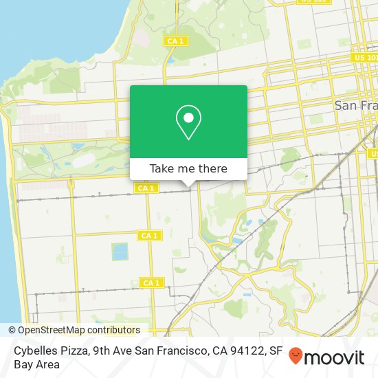 Mapa de Cybelles Pizza, 9th Ave San Francisco, CA 94122