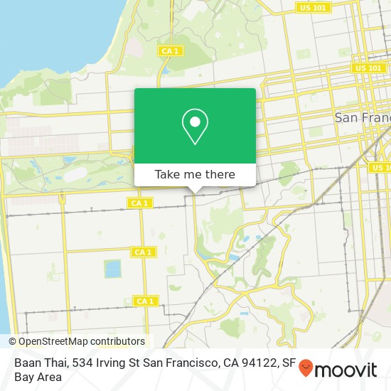 Mapa de Baan Thai, 534 Irving St San Francisco, CA 94122