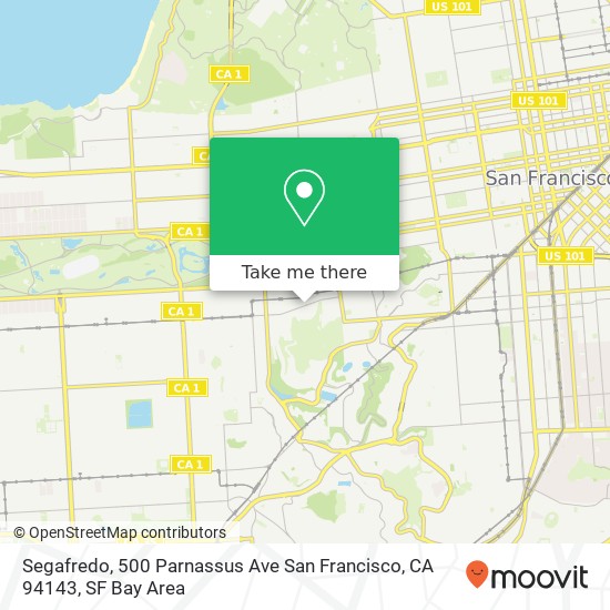 Mapa de Segafredo, 500 Parnassus Ave San Francisco, CA 94143