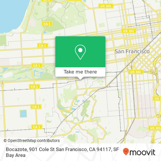 Mapa de Bocazote, 901 Cole St San Francisco, CA 94117