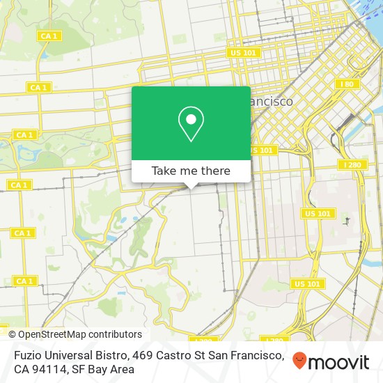 Mapa de Fuzio Universal Bistro, 469 Castro St San Francisco, CA 94114