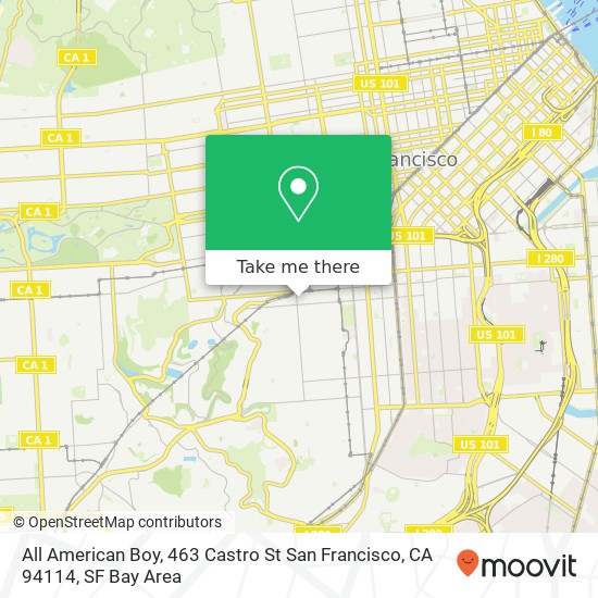 Mapa de All American Boy, 463 Castro St San Francisco, CA 94114