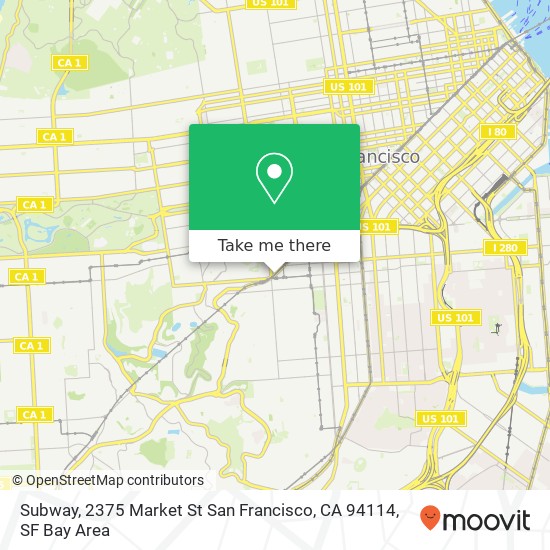 Mapa de Subway, 2375 Market St San Francisco, CA 94114