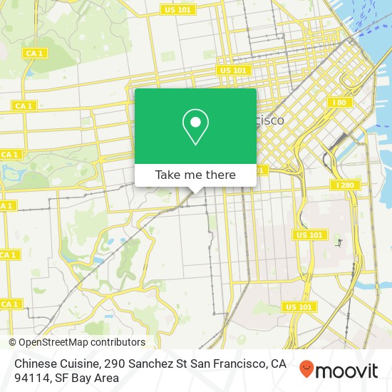 Mapa de Chinese Cuisine, 290 Sanchez St San Francisco, CA 94114