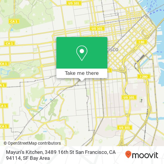 Mapa de Mayuri's Kitchen, 3489 16th St San Francisco, CA 94114