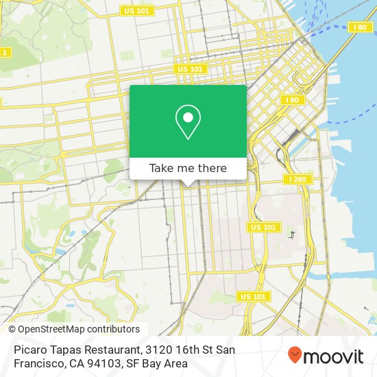 Mapa de Picaro Tapas Restaurant, 3120 16th St San Francisco, CA 94103