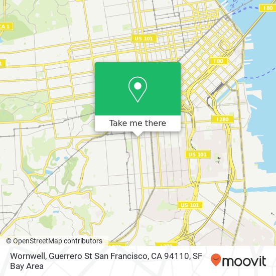 Mapa de Wornwell, Guerrero St San Francisco, CA 94110