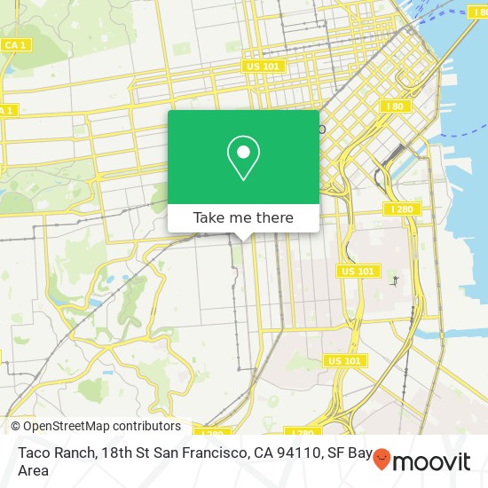 Mapa de Taco Ranch, 18th St San Francisco, CA 94110