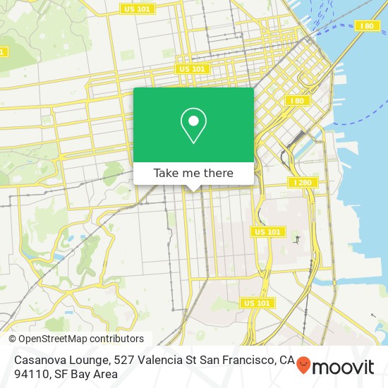 Mapa de Casanova Lounge, 527 Valencia St San Francisco, CA 94110