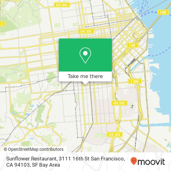 Mapa de Sunflower Restaurant, 3111 16th St San Francisco, CA 94103