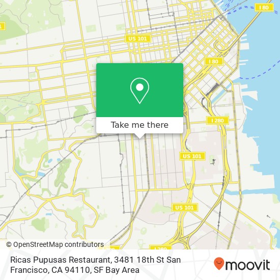 Mapa de Ricas Pupusas Restaurant, 3481 18th St San Francisco, CA 94110