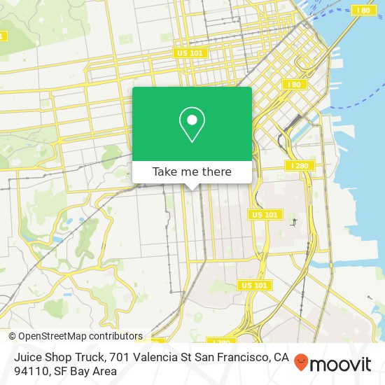 Mapa de Juice Shop Truck, 701 Valencia St San Francisco, CA 94110