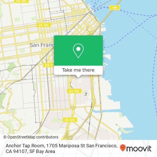 Mapa de Anchor Tap Room, 1705 Mariposa St San Francisco, CA 94107
