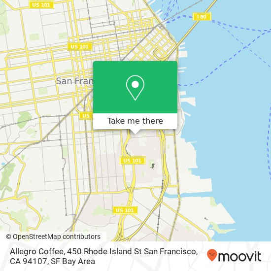 Mapa de Allegro Coffee, 450 Rhode Island St San Francisco, CA 94107