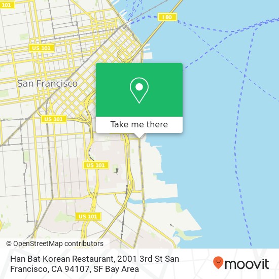 Mapa de Han Bat Korean Restaurant, 2001 3rd St San Francisco, CA 94107