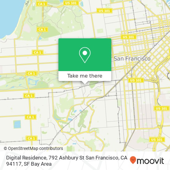 Mapa de Digital Residence, 792 Ashbury St San Francisco, CA 94117