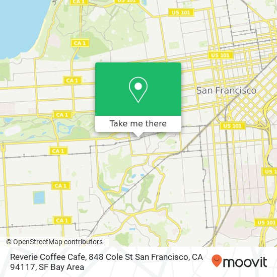 Reverie Coffee Cafe, 848 Cole St San Francisco, CA 94117 map