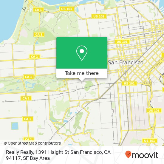 Mapa de Really Really, 1391 Haight St San Francisco, CA 94117