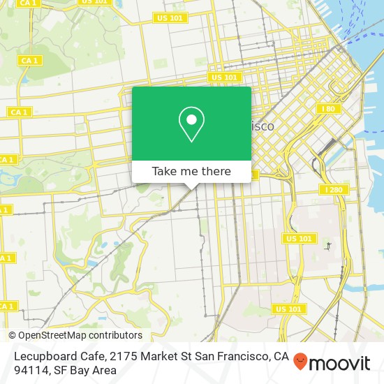 Mapa de Lecupboard Cafe, 2175 Market St San Francisco, CA 94114