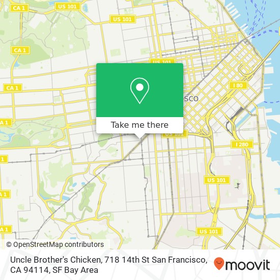 Mapa de Uncle Brother's Chicken, 718 14th St San Francisco, CA 94114