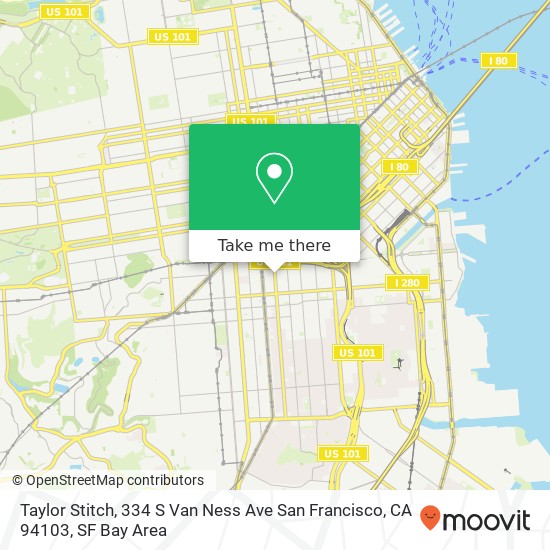 Mapa de Taylor Stitch, 334 S Van Ness Ave San Francisco, CA 94103