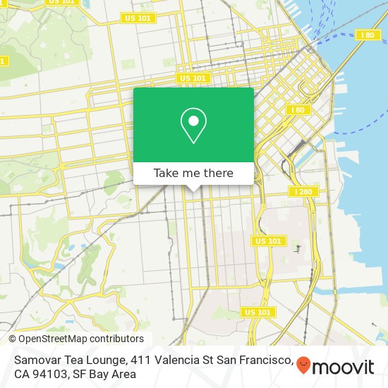 Mapa de Samovar Tea Lounge, 411 Valencia St San Francisco, CA 94103