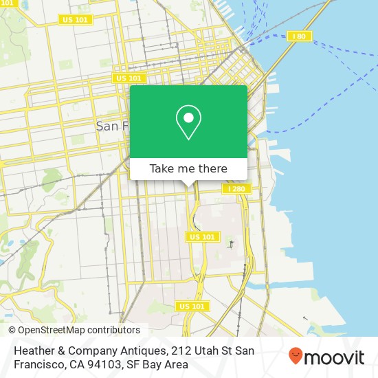 Mapa de Heather & Company Antiques, 212 Utah St San Francisco, CA 94103