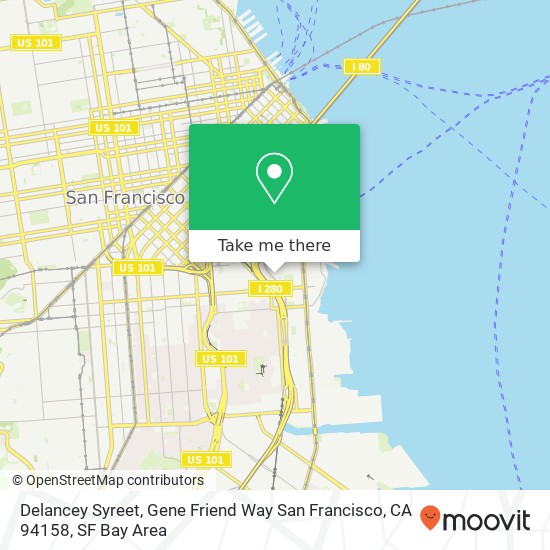 Mapa de Delancey Syreet, Gene Friend Way San Francisco, CA 94158
