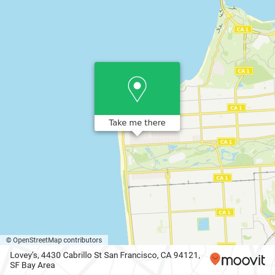 Mapa de Lovey's, 4430 Cabrillo St San Francisco, CA 94121