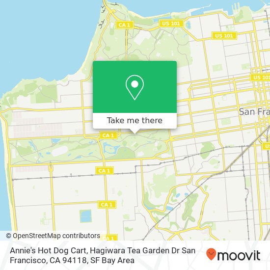 Annie's Hot Dog Cart, Hagiwara Tea Garden Dr San Francisco, CA 94118 map